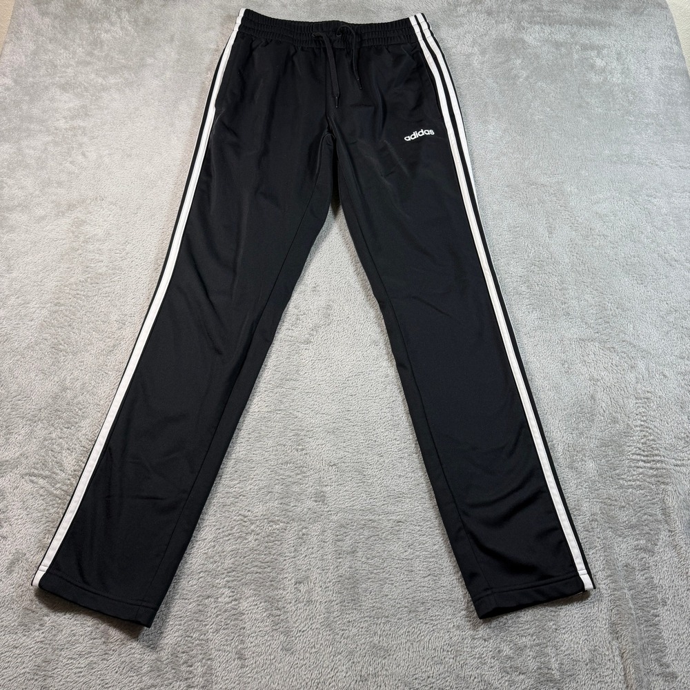 Adidas Essentials Tricot Track Pants Women Large Black 3 Stripes Open Hem Run‎